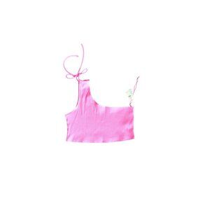 NWT Aerie Hot Pink Ribbed One Shoulder Crop Top